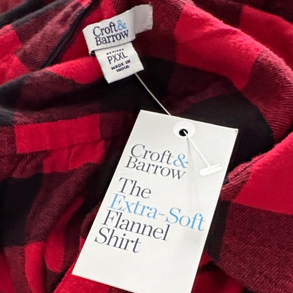 CROFT & BARROW NWT Plaid Flannel Shirt in Red/Black Size PXXL — PETITE XXL — NWT - Picture 8 of 9